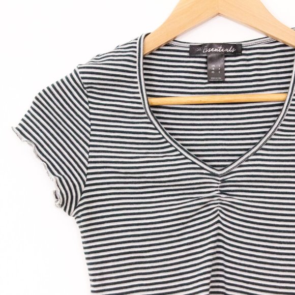 *SWS Essentials Green and Grey Stripped Baby T with Scalloped edges - Picture 6 of 8